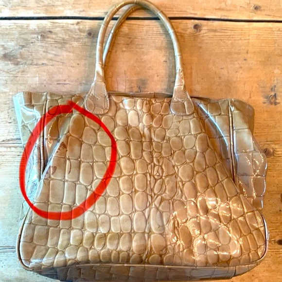 Mauricio Taiuti patent leather croc texture tote shoulder bag - Picture 3 of 9